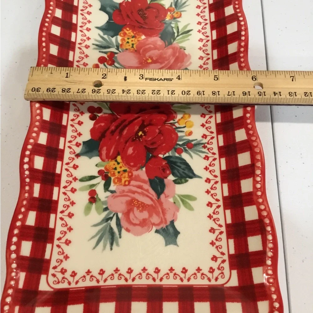 The Pioneer Woman Red and Pink Floral Ceramic Serving Platter